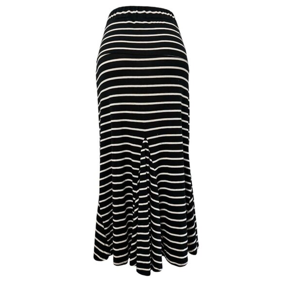 POOF Maxi Skirt Horizontal Black White Stripe High Rise Jersey Lightweight S - Picture 4 of 8